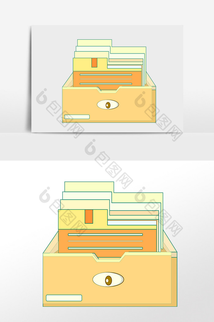 手绘办公工具用品文件夹插画