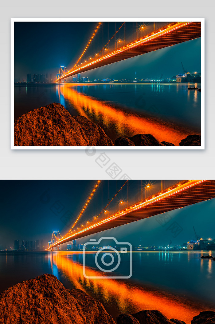 武汉鹦鹉洲长江大桥夜景摄影图片图片