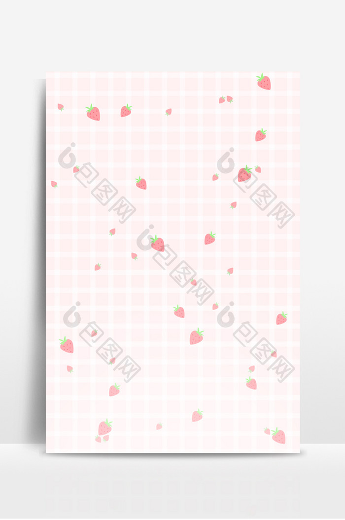 小清新粉色草莓格子背景