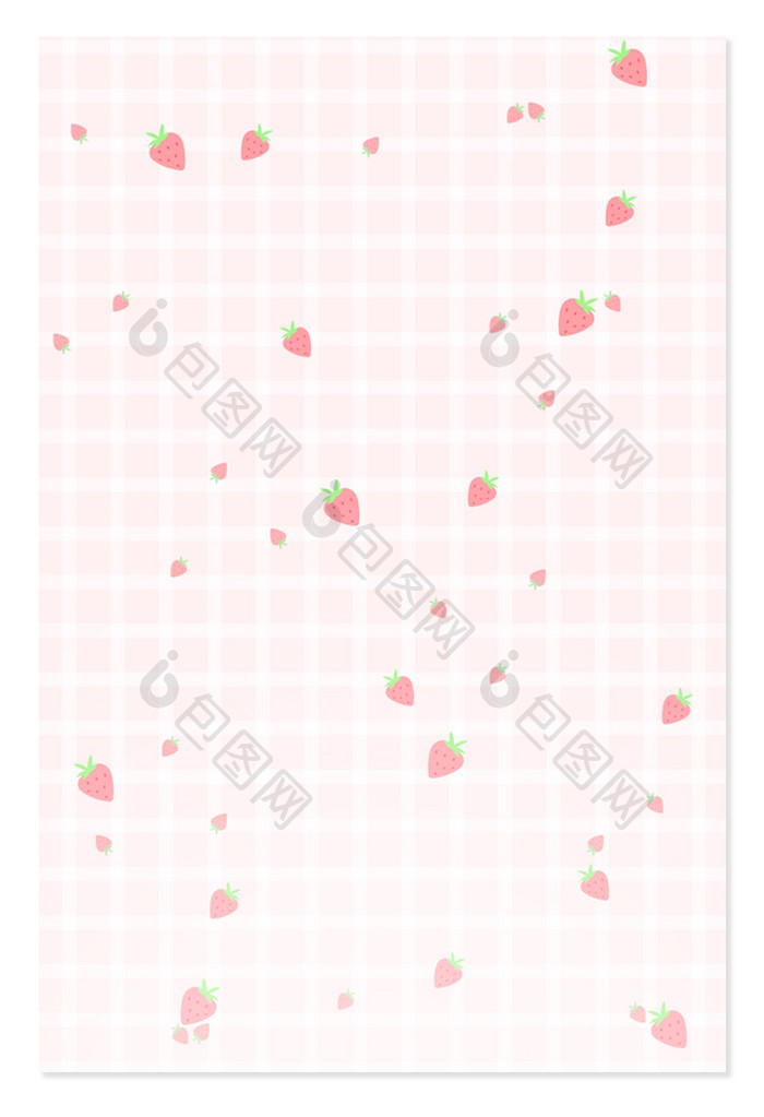 小清新粉色草莓格子背景