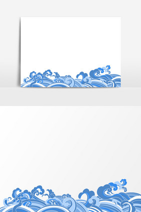 海水纹手绘卡通形象元素