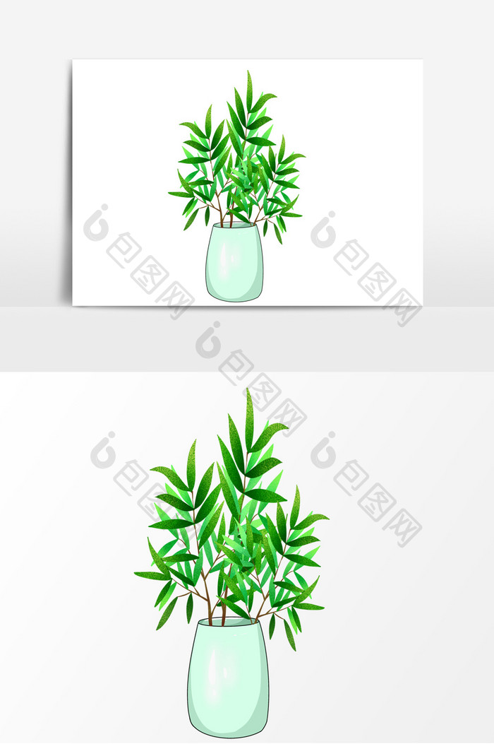 植物盆栽卡通形象元素手绘