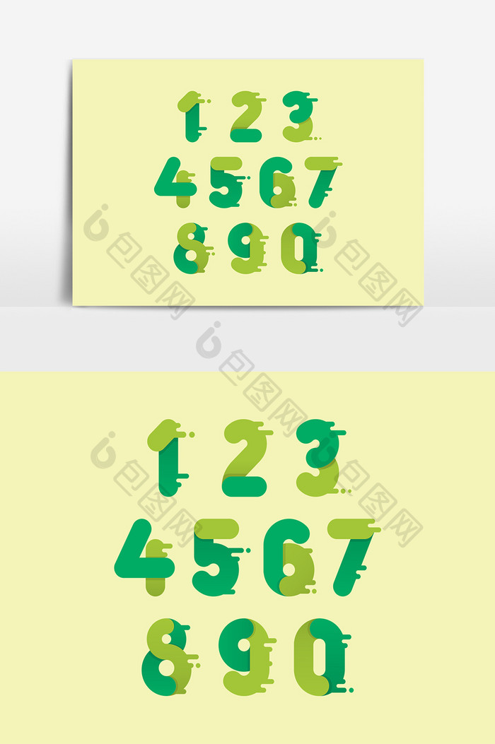 创意可爱绿色数字元素素材设计