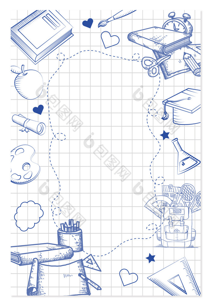 网格素描手绘文具教师节教师老师活动背景