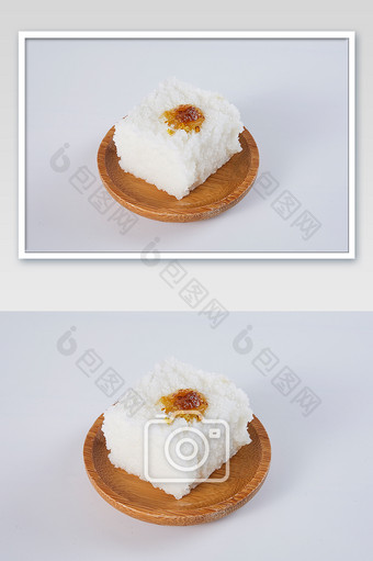 白色桂花米糕糕点碟子小吃白底美食摄影图片