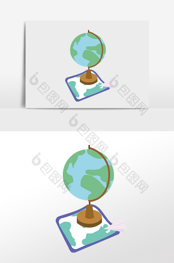 手绘学习工具用品地球仪插画