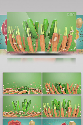 三维动画蔬菜水果西红柿高清视频素材图片