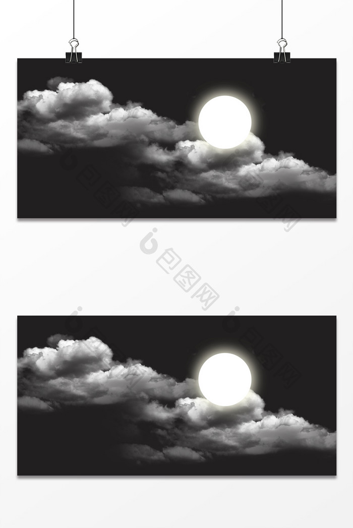 大气夜空云层月亮中秋节背景