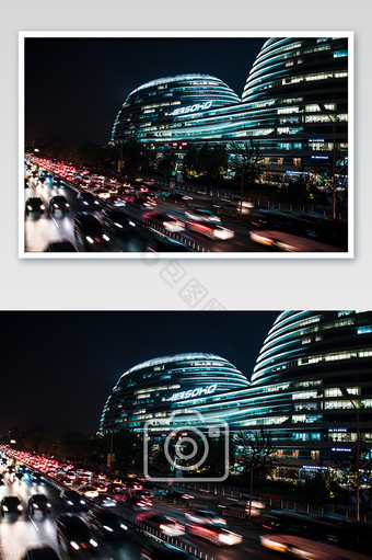充满未来科技感的北京银河SOHO夜景图图片