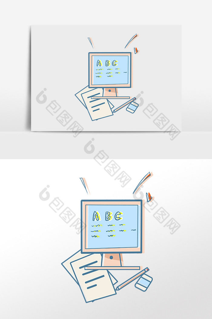 网络教育科技办公电脑插画图片图片