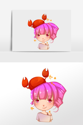 座插画星座运势巨蟹座微信公众号小图梦幻十二星座巨蟹座女神美女插画