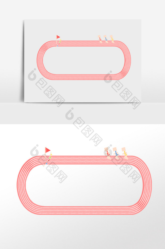 手绘体育场比赛跑步跑道插画