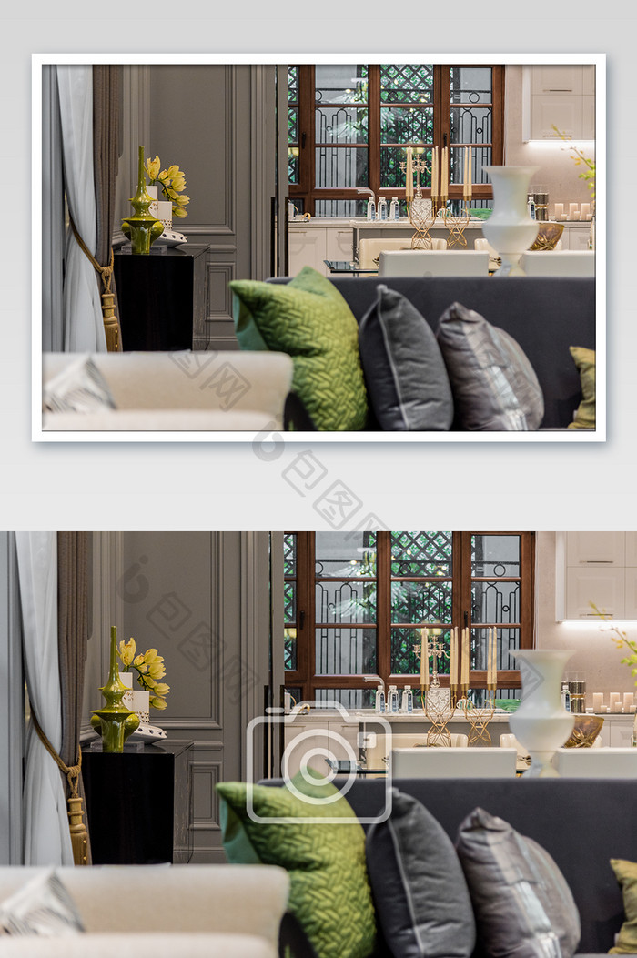 高端淡雅新中式客厅家居软装搭配摄影图