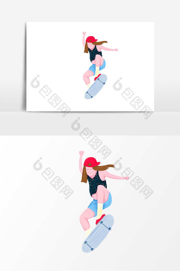 滑板女孩人物插画图片图片