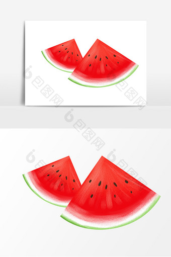 夏天红色西瓜瓤半块西瓜元素图片