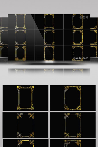6组带通道金色边框装饰元素素材2图片