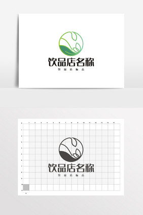 小清新古典奶茶饮品店LOGO标志VI