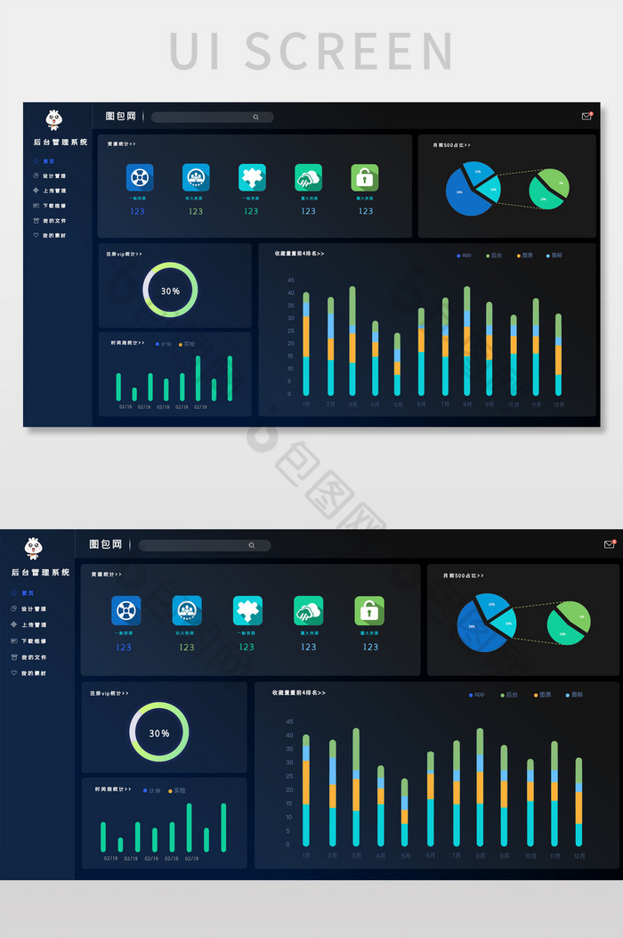 黑色可视化数据后台管理界面图片图片