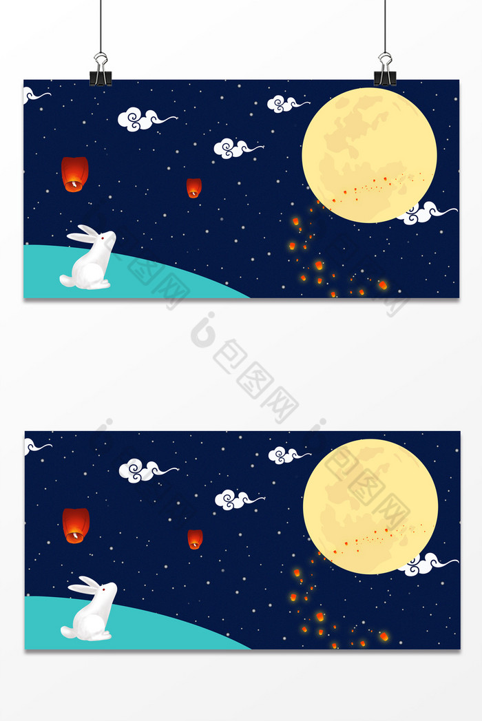 中秋节月亮玉兔云彩图片图片