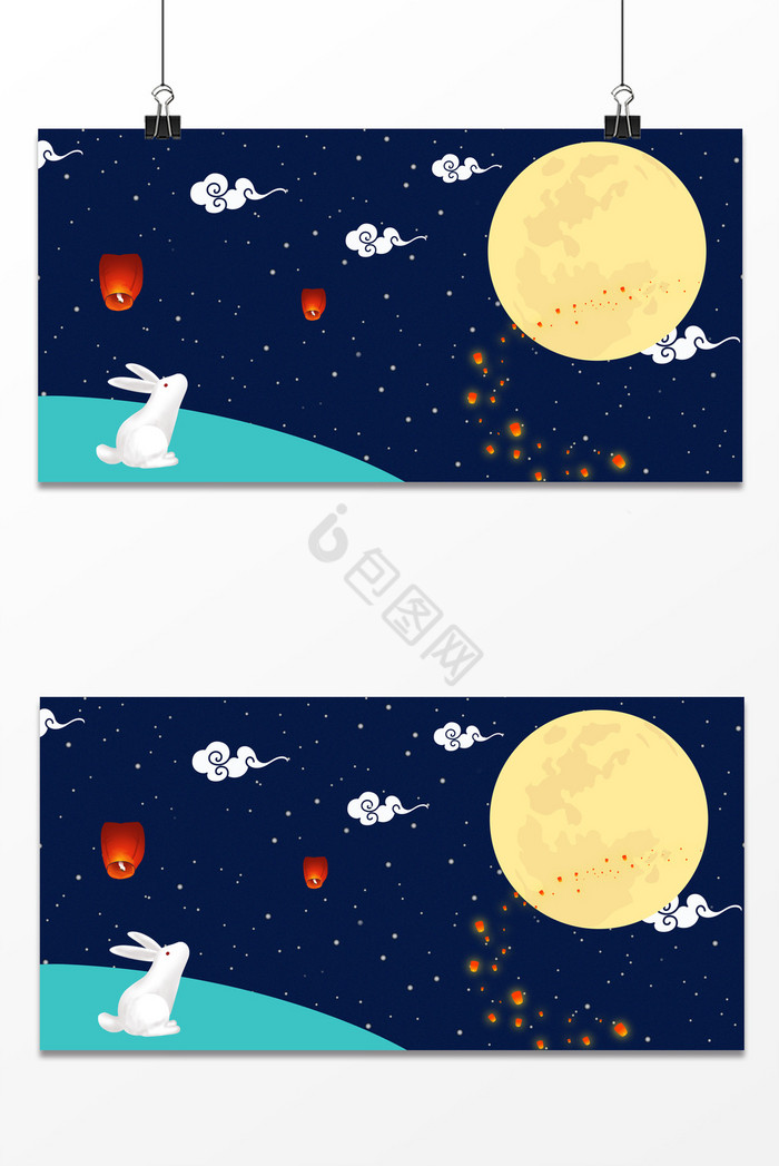 中秋节月亮玉兔云彩图片