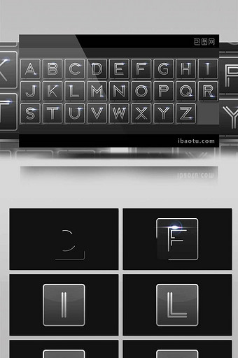 精致质感带透明通道的辉光耀斑字母特效视频图片