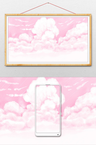 粉红色手绘浪漫天空图片