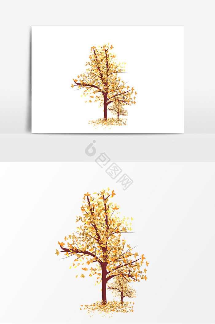 秋天的树落叶图片