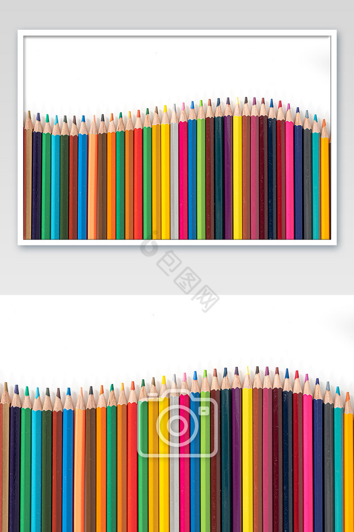 依次排列的彩色铅笔白底图图片