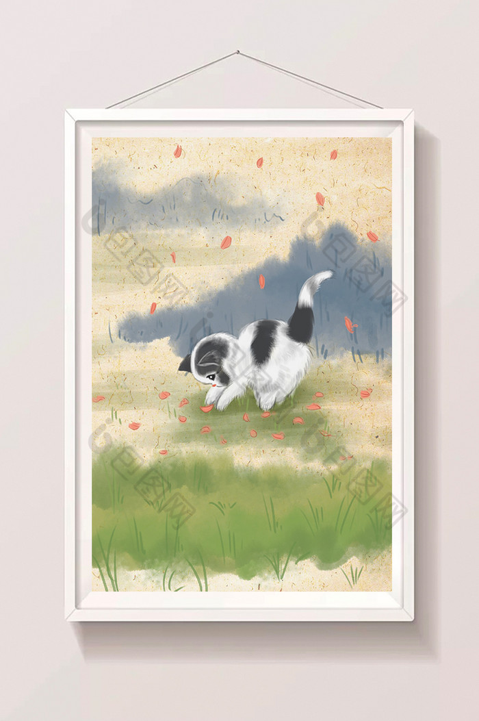 草地工笔水墨图片