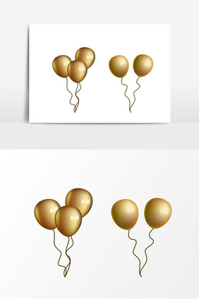 卡通金色气球矢量元素