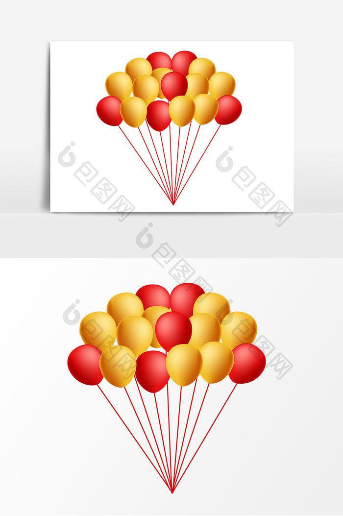 卡通红色黄色气球矢量元素