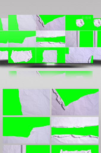 15组手撕纸定格转场绿屏抠像视频素材图片