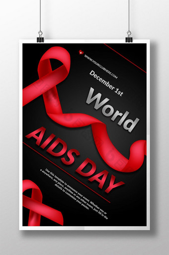 斜丝带世界艾滋病日海报图片