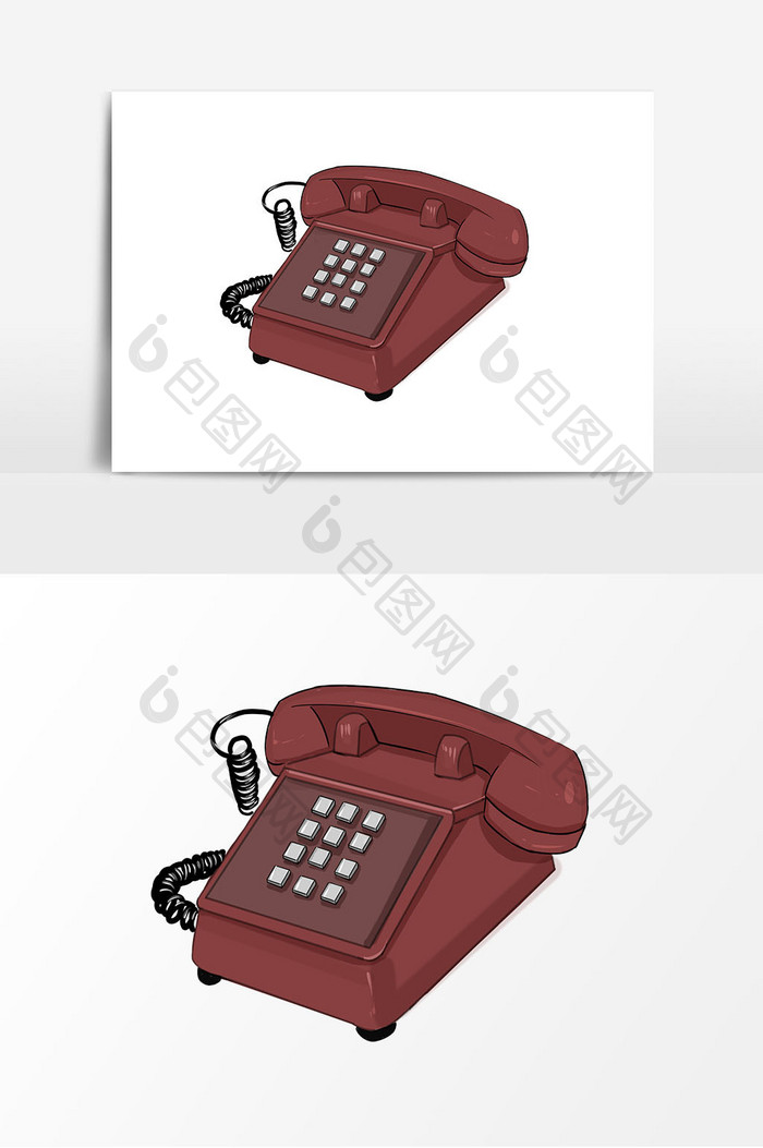 手绘家用电器红色电话元素
