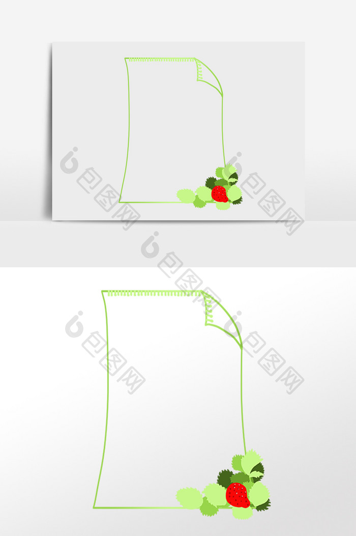 手绘夏季水果草莓装饰边框插画