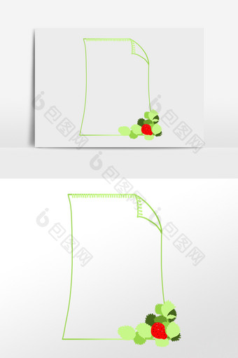 手绘夏季水果草莓装饰边框插画图片