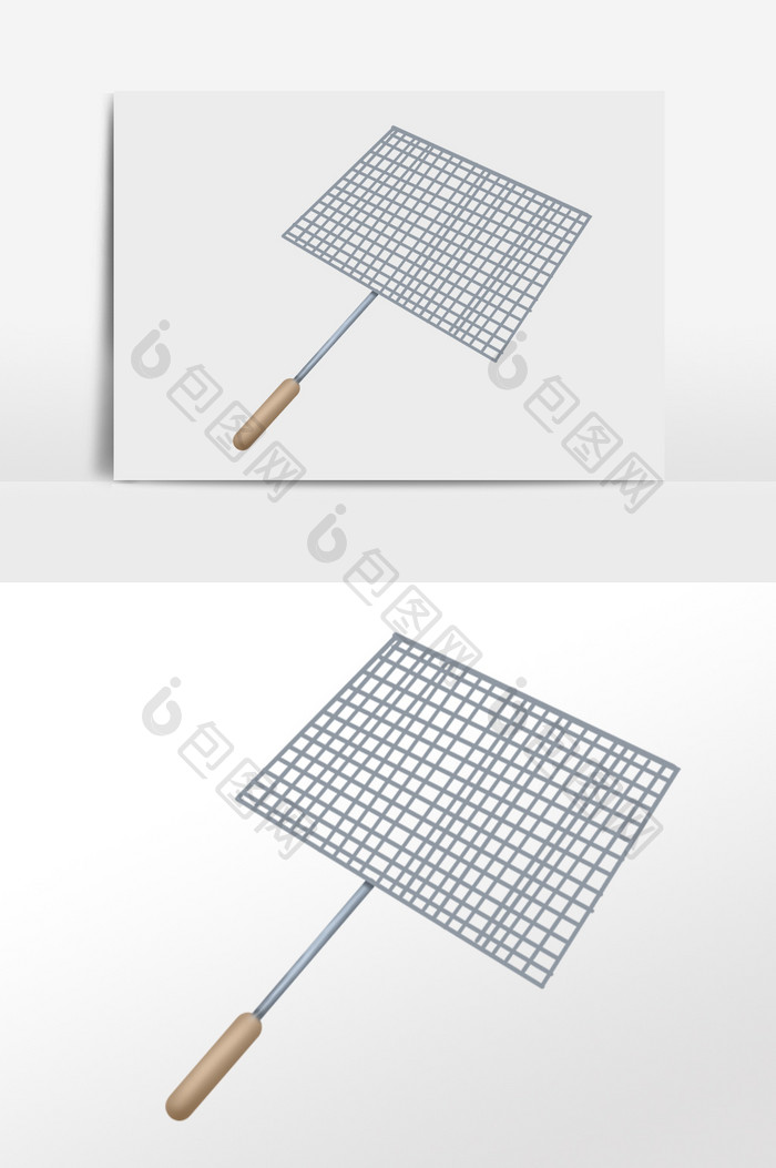 手绘夏令营工具烧烤烤架插画