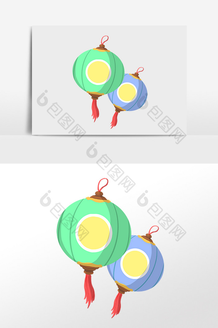 手绘古风古典灯笼照明插画