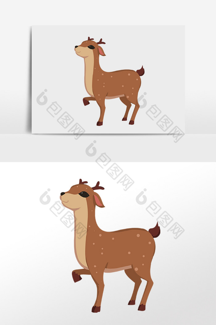 手绘可爱小动物小鹿插画