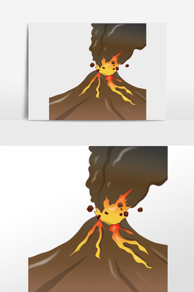 手绘自然灾害灾难火山爆发插画