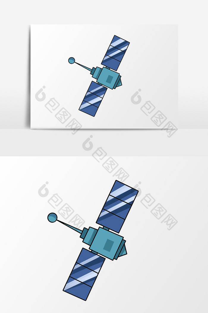 手绘卡通小清新蓝色卫星