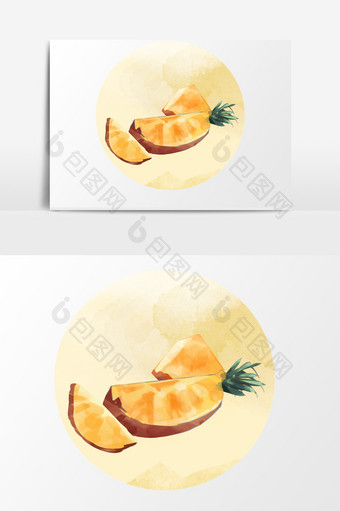 手绘水彩简约水果热带水果菠萝免扣图片素材图片