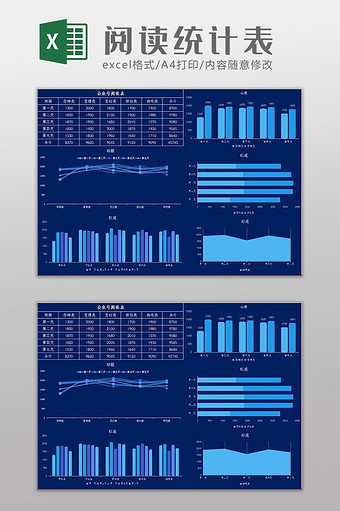 科技可视化自动生成阅读统计表Excel模板图片
