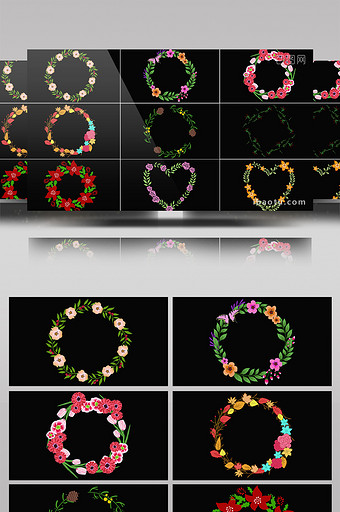 30组带通道婚礼花环装饰元素素材图片