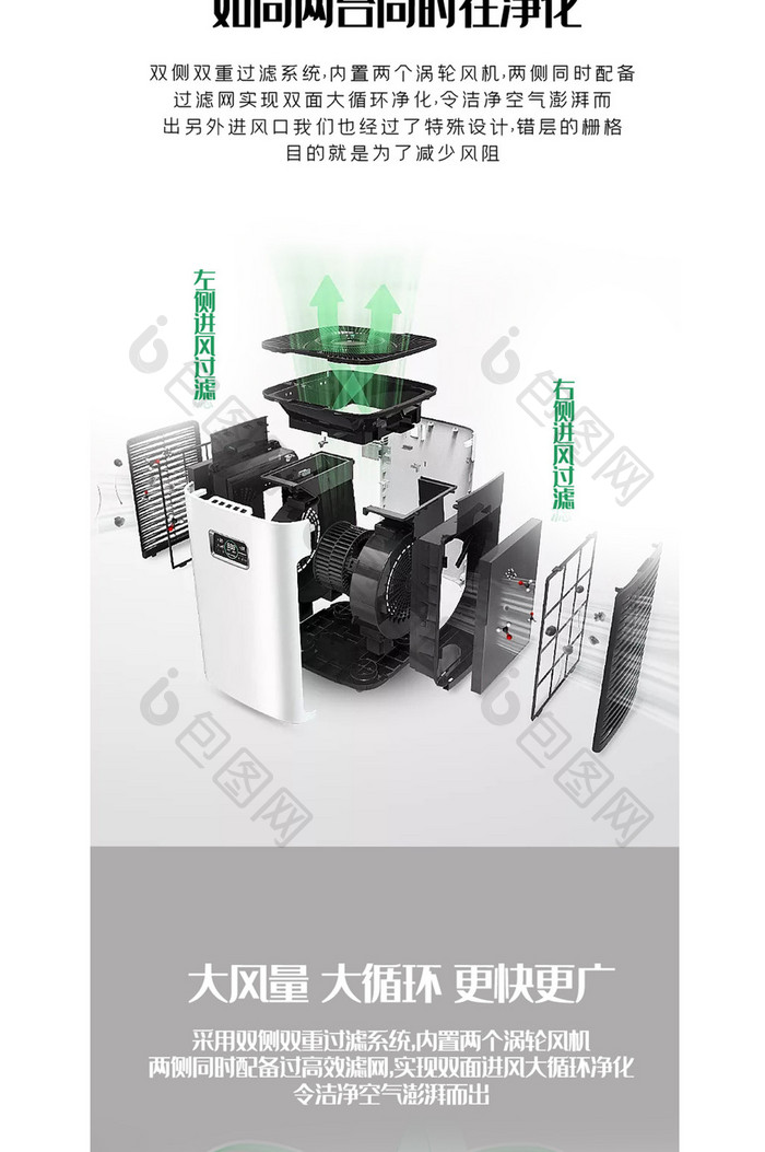 3C数码简约空气净化器清新器详情页模板