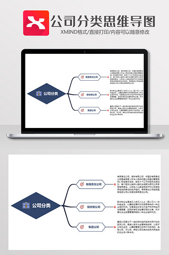 白色简约风公司分类xmind模板图片