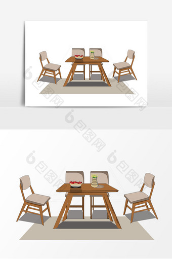 手绘餐厅桌椅元素图片