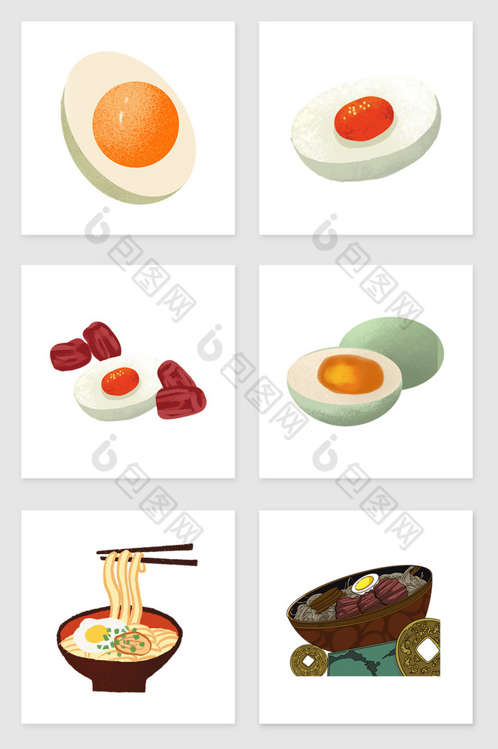 鸡蛋和鸭蛋套图插画图片图片