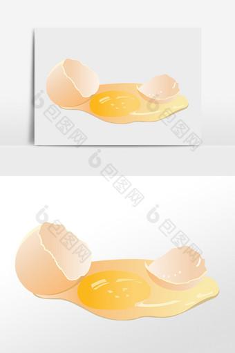 手绘仿真生活垃圾破碎鸡蛋插画图片
