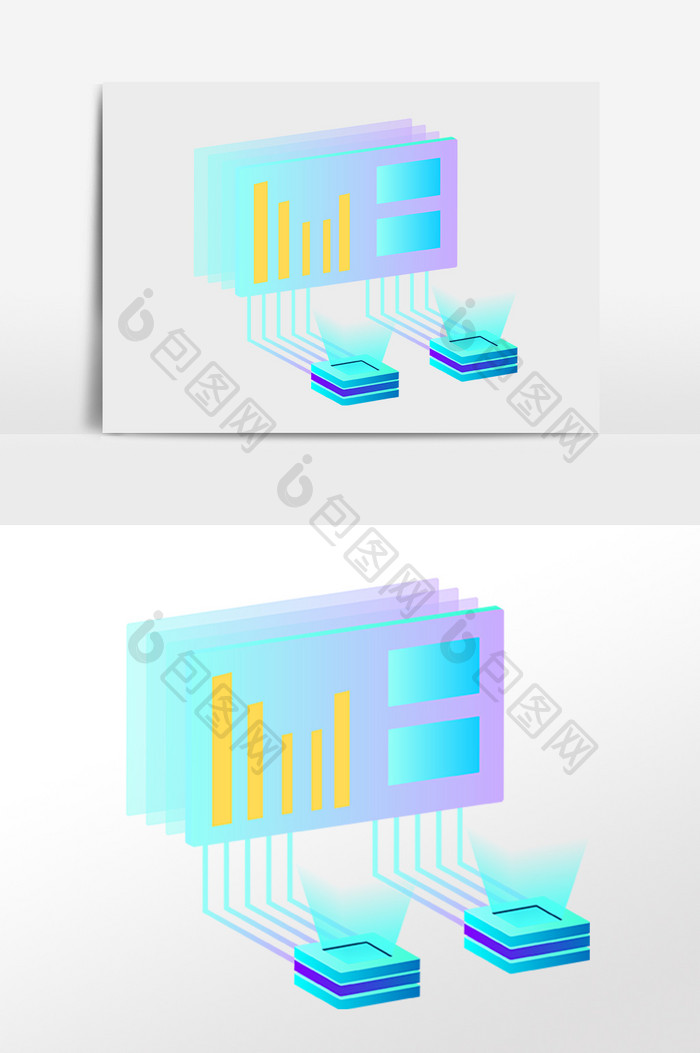 手绘电子网络科技产品插画